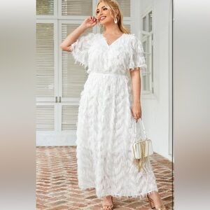 White Feathery Maxi Dress